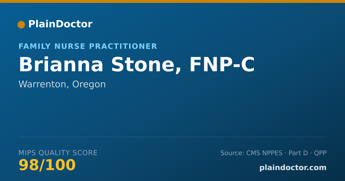 Shareable card for Brianna Stone, FNP-C - Family Nurse Practitioner, Warrenton, OR