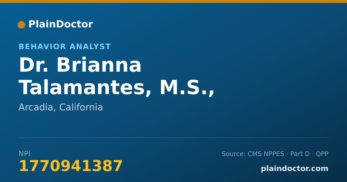 Shareable card for Brianna Talamantes, M.S., CCC-SLP, BCBA - Behavior Analyst, Arcadia, CA