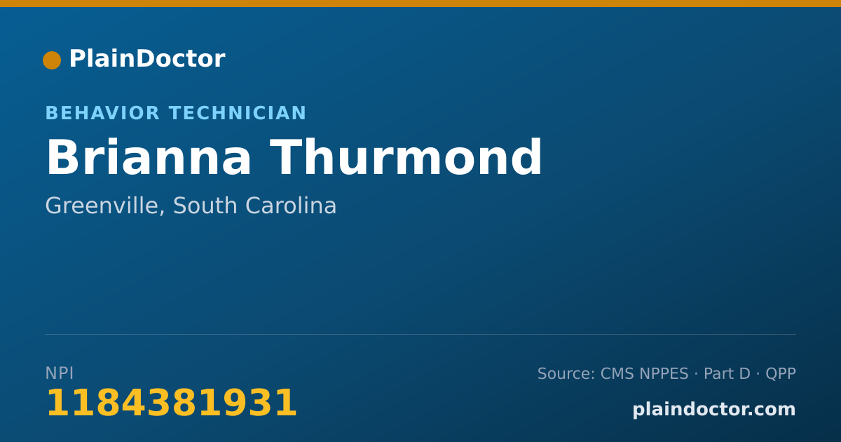Shareable card for Brianna Thurmond - Behavior Technician, Greenville, SC