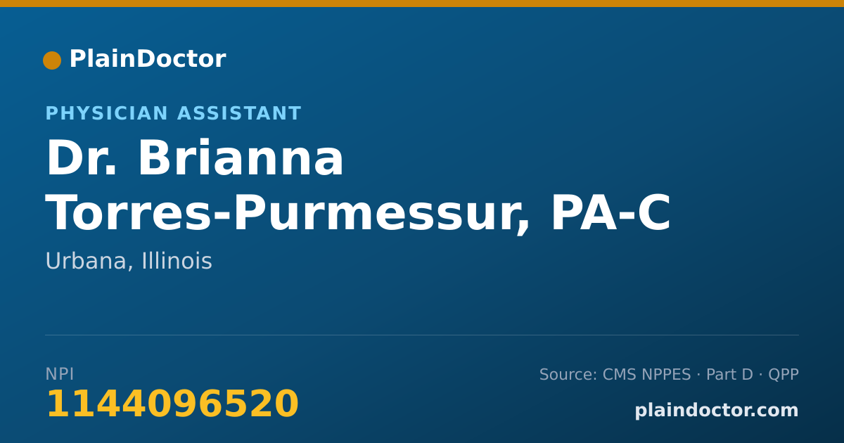 Shareable card for Brianna Torres-Purmessur, PA-C - Physician Assistant, Urbana, IL
