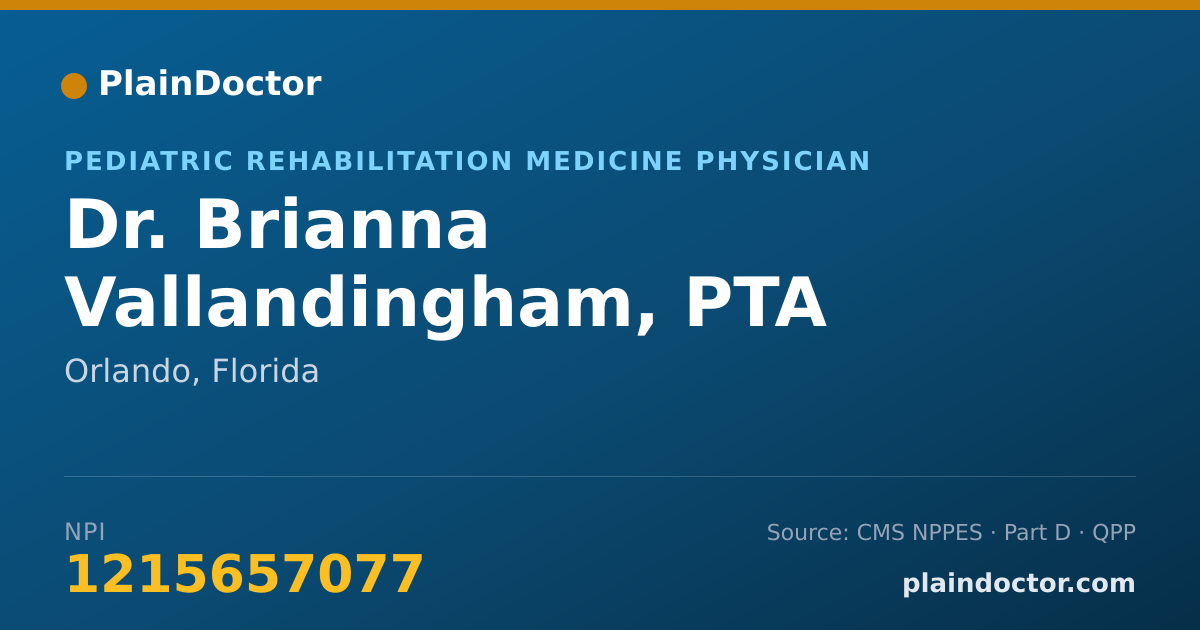 Shareable card for Brianna Vallandingham, PTA - Pediatric Rehabilitation Medicine Physician, Orlando, FL
