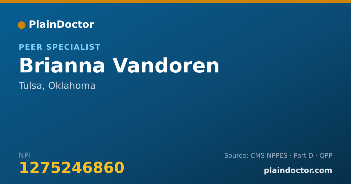 Shareable card for Brianna Vandoren - Peer Specialist, Tulsa, OK