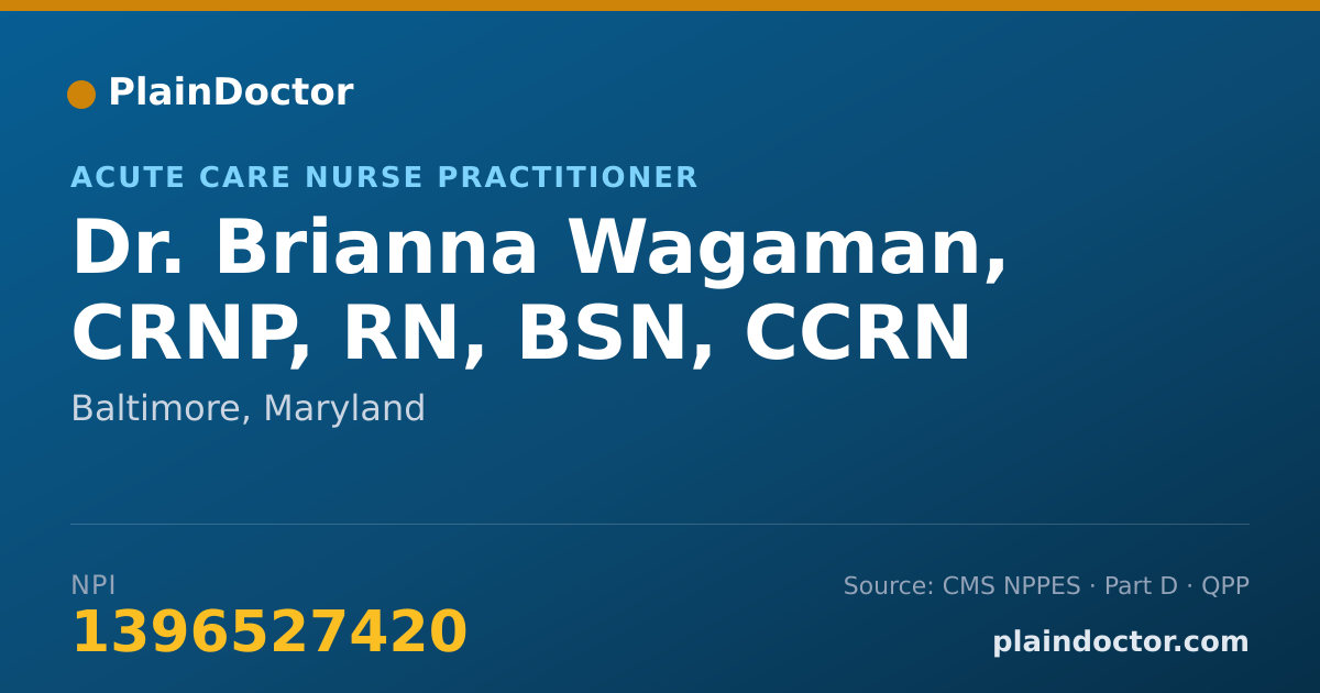 Shareable card for Brianna Wagaman, CRNP, RN, BSN, CCRN - Acute Care Nurse Practitioner, Baltimore, MD