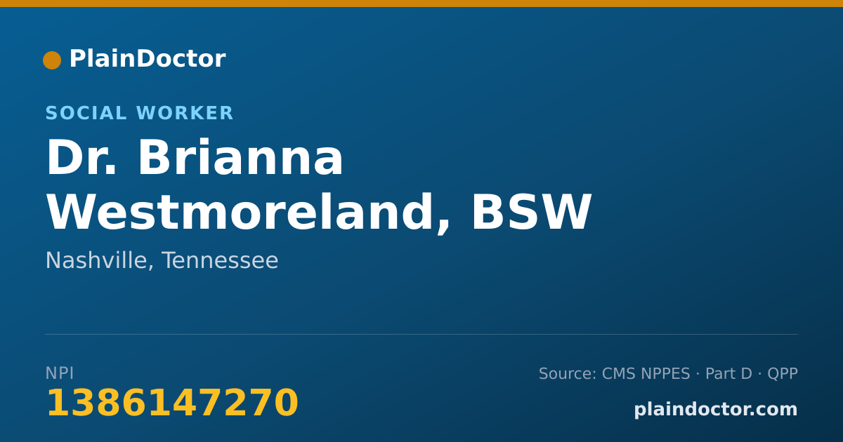 Shareable card for Brianna Westmoreland, BSW - Social Worker, Nashville, TN