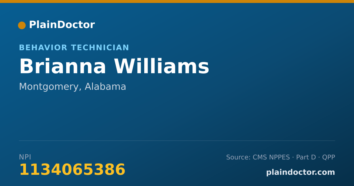 Shareable card for Brianna Williams - Behavior Technician, Montgomery, AL