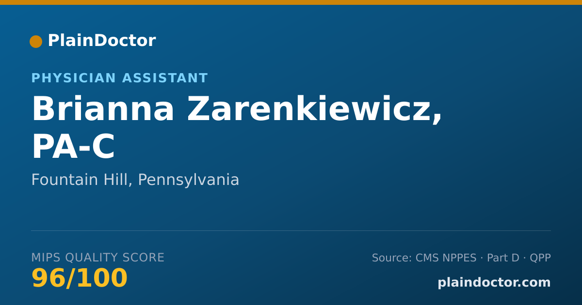 Shareable card for Brianna Zarenkiewicz, PA-C - Physician Assistant, Fountain Hill, PA