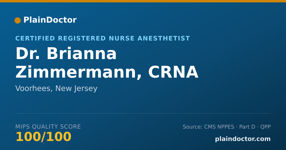 Shareable card for Brianna Zimmermann, CRNA - Certified Registered Nurse Anesthetist, Voorhees, NJ