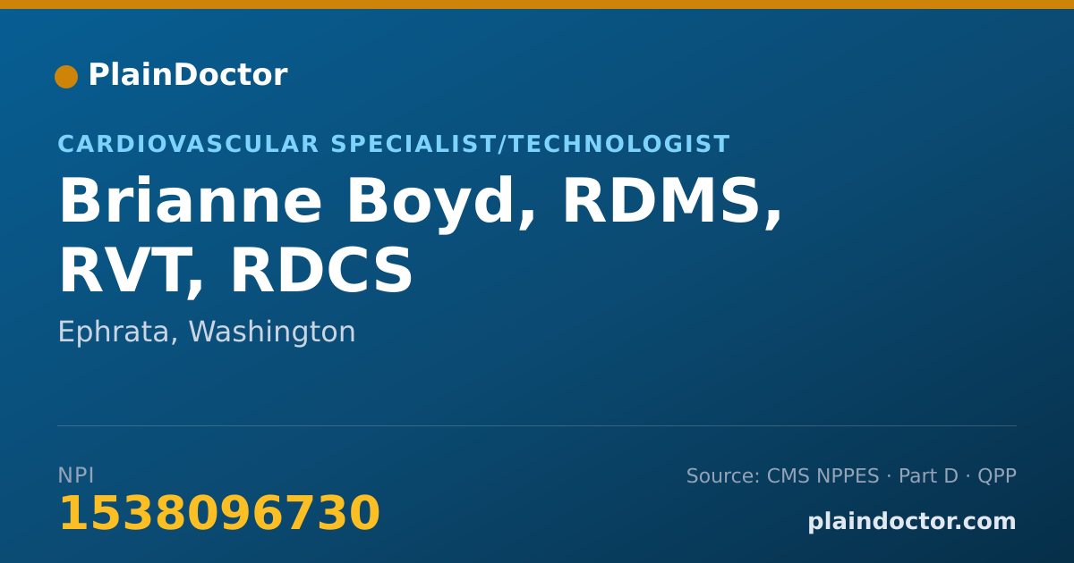 Shareable card for Brianne Boyd, RDMS, RVT, RDCS - Cardiovascular Specialist/Technologist, Ephrata, WA