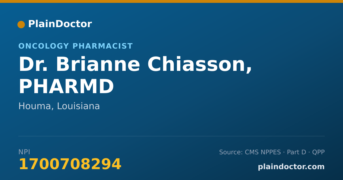 Shareable card for Brianne Chiasson, PHARMD - Oncology Pharmacist, Houma, LA