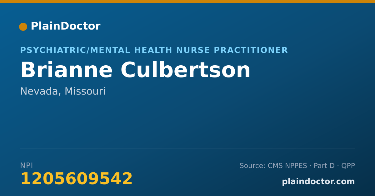 Shareable card for Brianne Culbertson - Psychiatric/Mental Health Nurse Practitioner, Nevada, MO