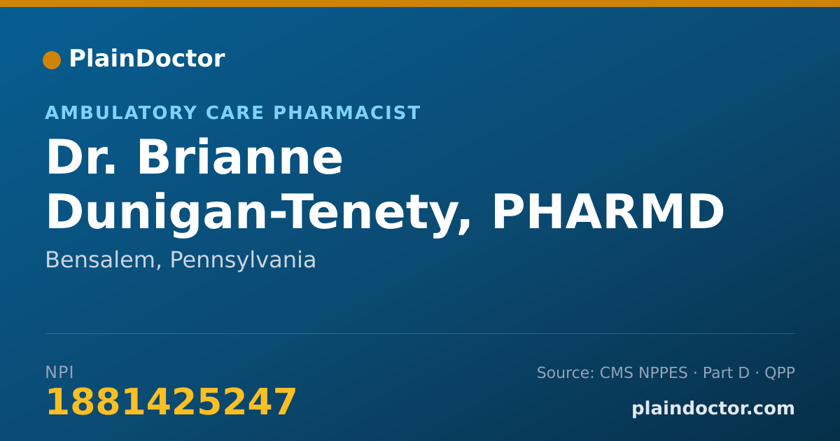 Shareable card for Brianne Dunigan-Tenety, PHARMD - Ambulatory Care Pharmacist, Bensalem, PA