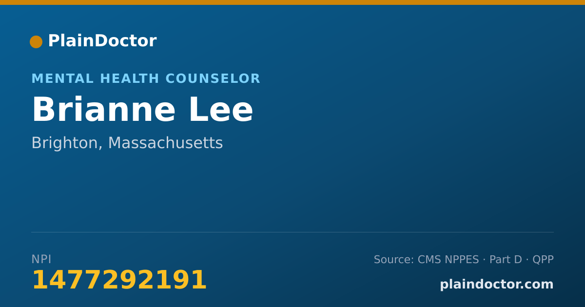 Shareable card for Brianne Lee - Mental Health Counselor, Brighton, MA