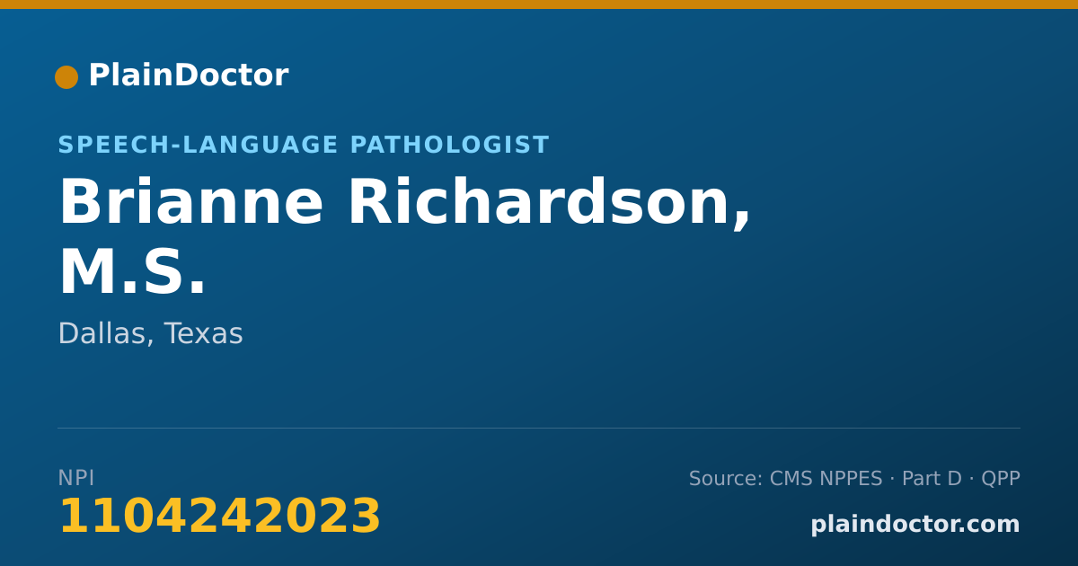 Shareable card for Brianne Richardson, M.S. - Speech-Language Pathologist, Dallas, TX