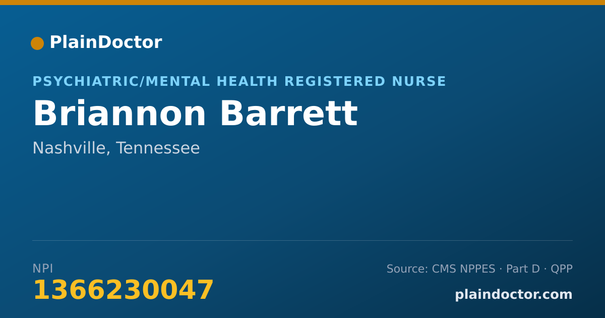 Shareable card for Briannon Barrett - Psychiatric/Mental Health Registered Nurse, Nashville, TN