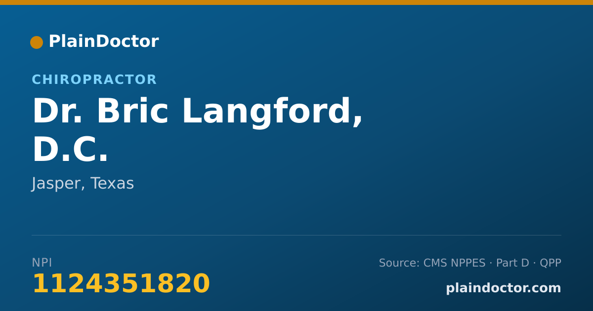 Shareable card for Bric Langford, D.C. - Chiropractor, Jasper, TX