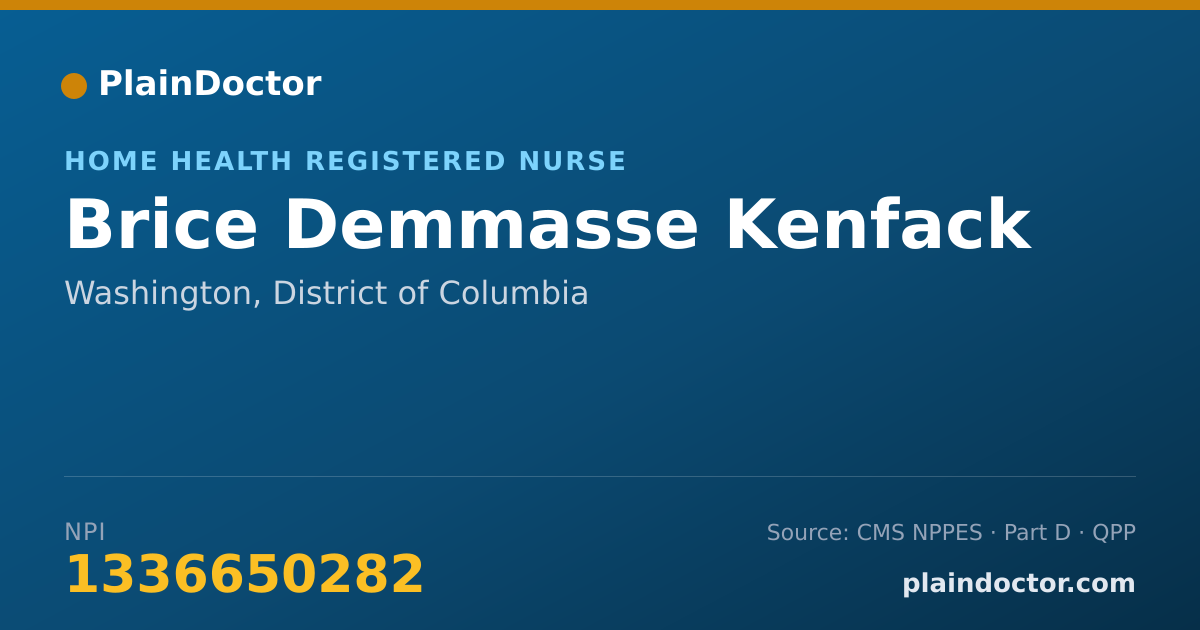 Shareable card for Brice Demmasse Kenfack - Home Health Registered Nurse, Washington, DC