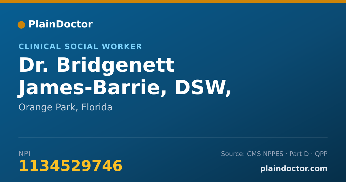 Shareable card for Bridgenett James-Barrie, DSW, MSW, LCSW - Clinical Social Worker, Orange Park, FL