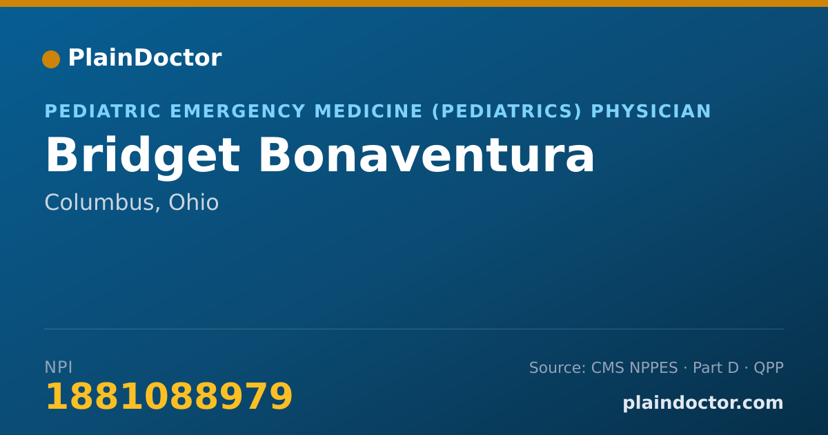 Shareable card for Bridget Bonaventura - Pediatric Emergency Medicine (Pediatrics) Physician, Columbus, OH