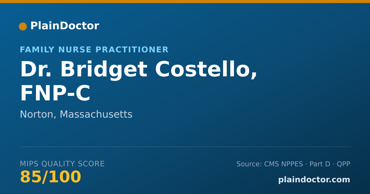 Shareable card for Bridget Costello, FNP-C - Family Nurse Practitioner, Norton, MA