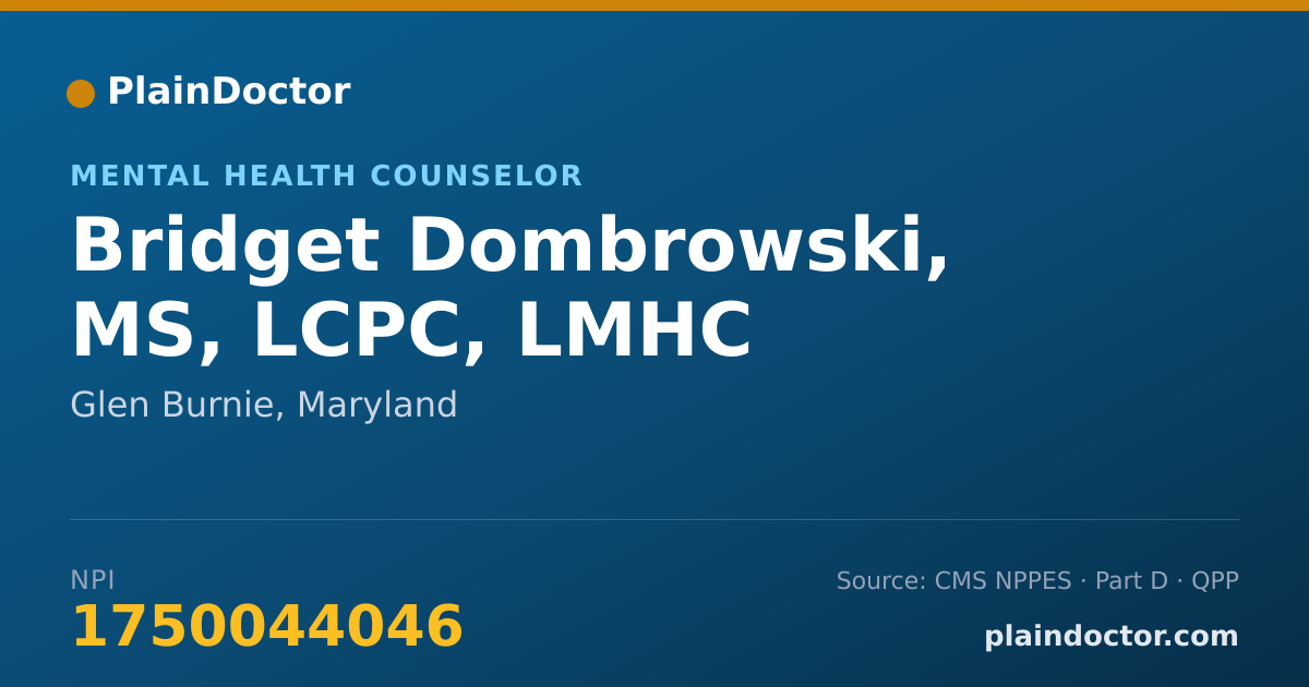 Shareable card for Bridget Dombrowski, MS, LCPC, LMHC - Mental Health Counselor, Glen Burnie, MD