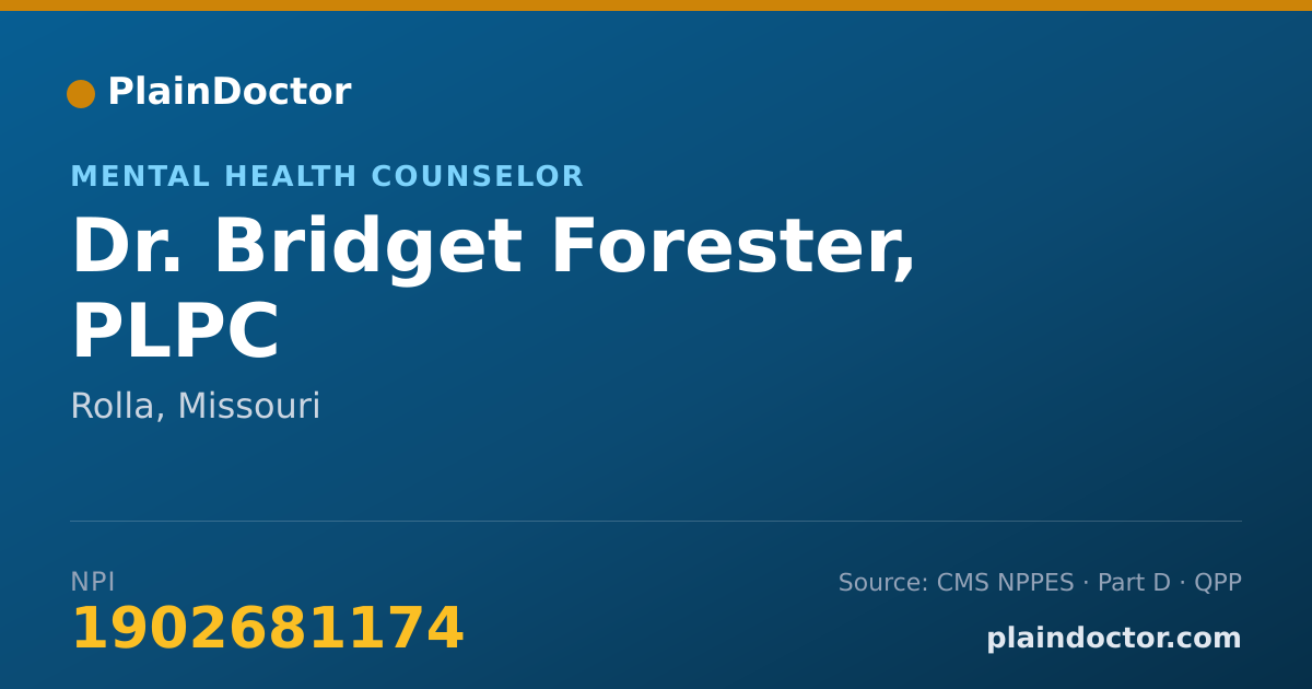 Shareable card for Bridget Forester, PLPC - Mental Health Counselor, Rolla, MO
