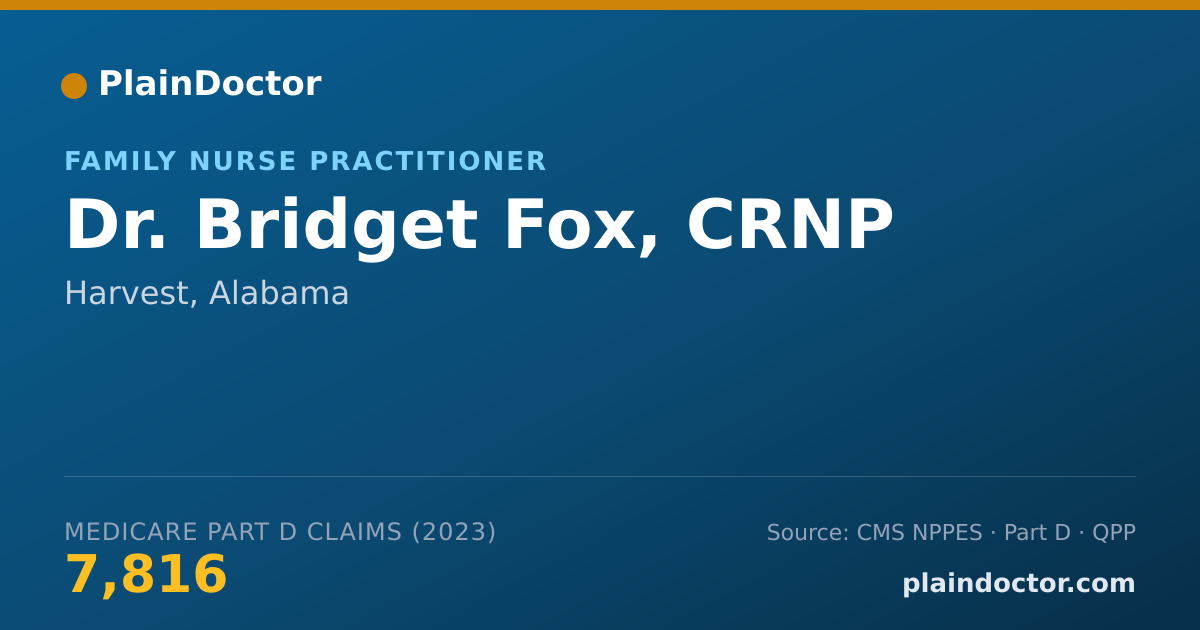 Shareable card for Bridget Fox, CRNP - Family Nurse Practitioner, Harvest, AL