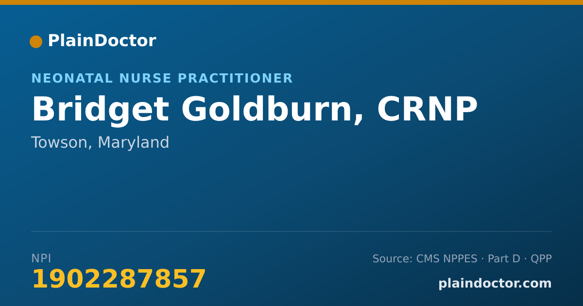 Shareable card for Bridget Goldburn, CRNP - Neonatal Nurse Practitioner, Towson, MD