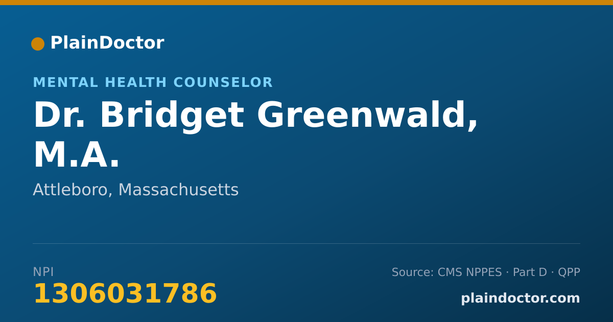 Shareable card for Bridget Greenwald, M.A. - Mental Health Counselor, Attleboro, MA