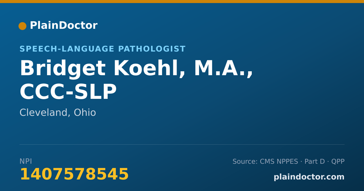 Shareable card for Bridget Koehl, M.A., CCC-SLP - Speech-Language Pathologist, Cleveland, OH