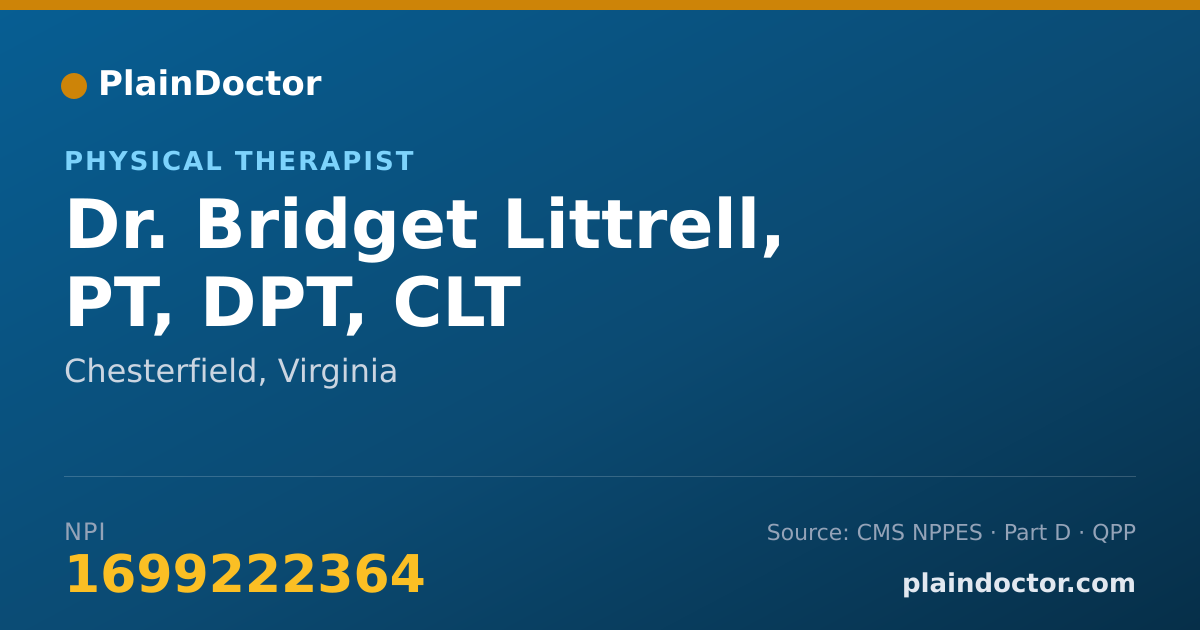Shareable card for Bridget Littrell, PT, DPT, CLT - Physical Therapist, Chesterfield, VA