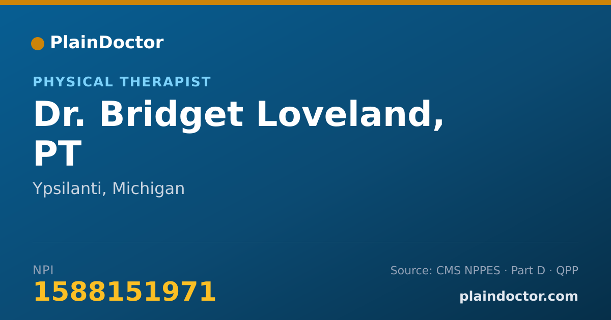 Shareable card for Bridget Loveland, PT - Physical Therapist, Ypsilanti, MI