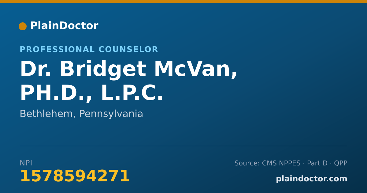 Shareable card for Bridget McVan, PH.D., L.P.C. - Professional Counselor, Bethlehem, PA