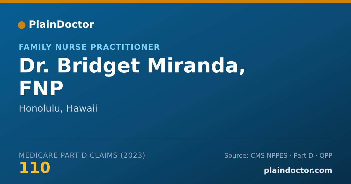 Shareable card for Bridget Miranda, FNP - Family Nurse Practitioner, Honolulu, HI