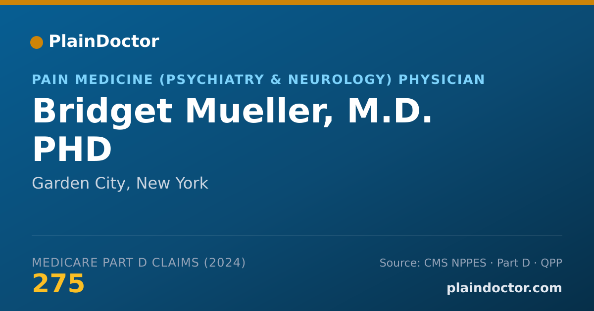 Shareable card for Bridget Mueller, M.D. PHD - Pain Medicine (Psychiatry & Neurology) Physician, Garden City, NY