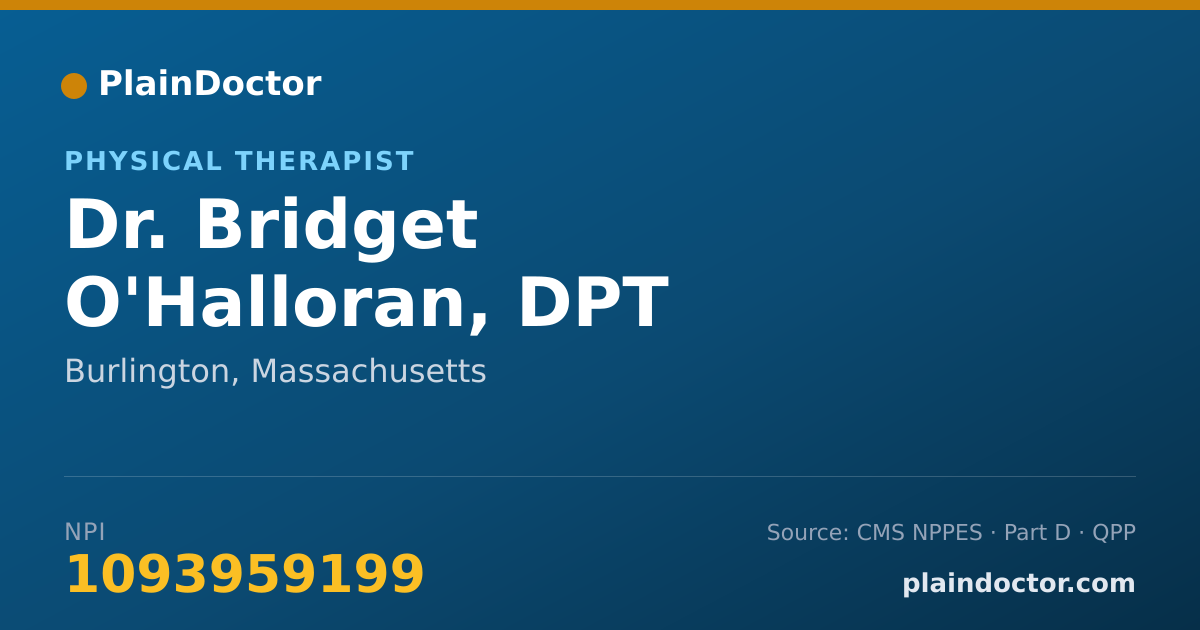 Shareable card for Bridget O'Halloran, DPT - Physical Therapist, Burlington, MA