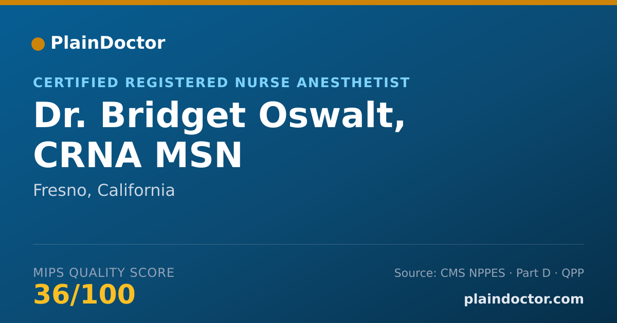 Shareable card for Bridget Oswalt, CRNA MSN - Certified Registered Nurse Anesthetist, Fresno, CA