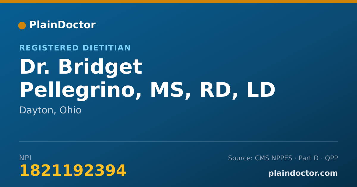 Shareable card for Bridget Pellegrino, MS, RD, LD - Registered Dietitian, Dayton, OH