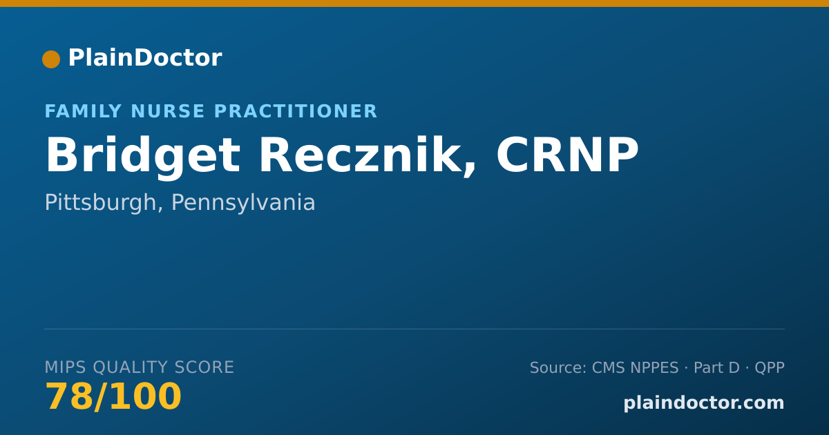 Shareable card for Bridget Recznik, CRNP - Family Nurse Practitioner, Pittsburgh, PA