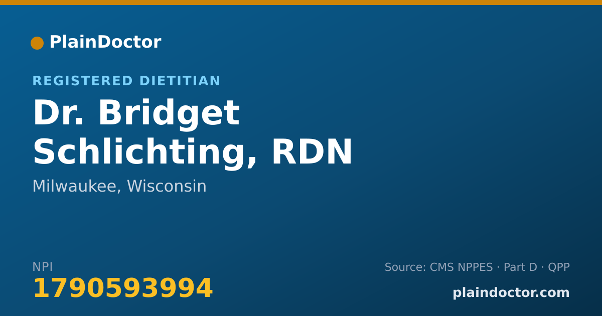 Shareable card for Bridget Schlichting, RDN - Registered Dietitian, Milwaukee, WI