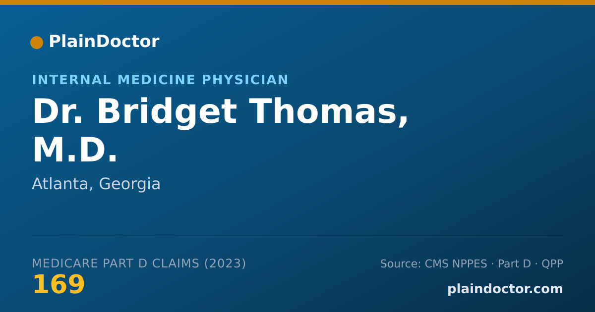 Shareable card for Bridget Thomas, M.D. - Internal Medicine Physician, Atlanta, GA