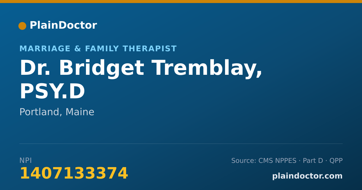 Shareable card for Bridget Tremblay, PSY.D - Marriage & Family Therapist, Portland, ME