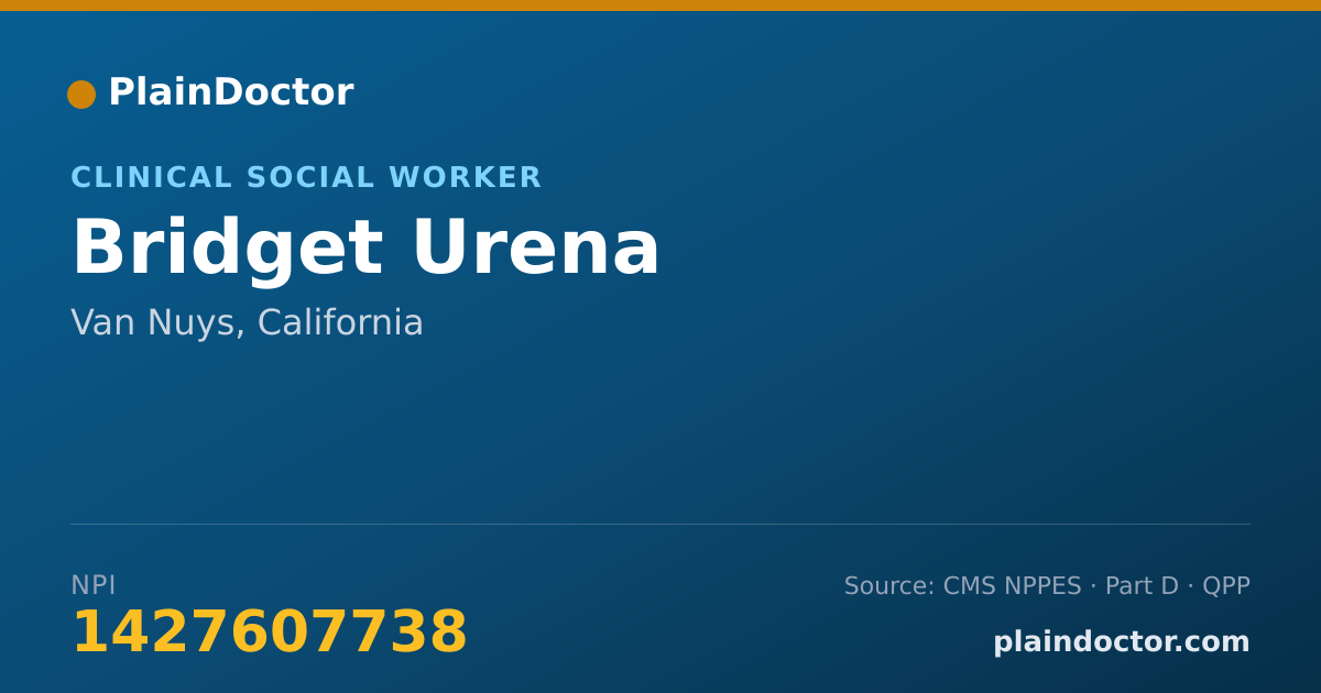 Shareable card for Bridget Urena - Clinical Social Worker, Van Nuys, CA