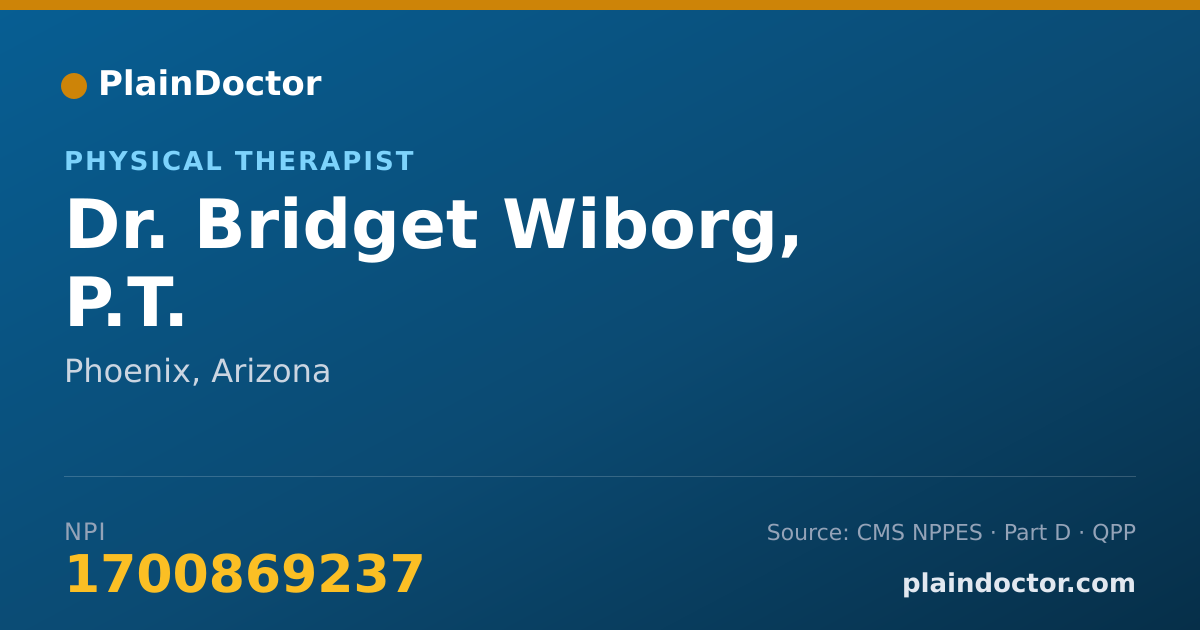 Shareable card for Bridget Wiborg, P.T. - Physical Therapist, Phoenix, AZ