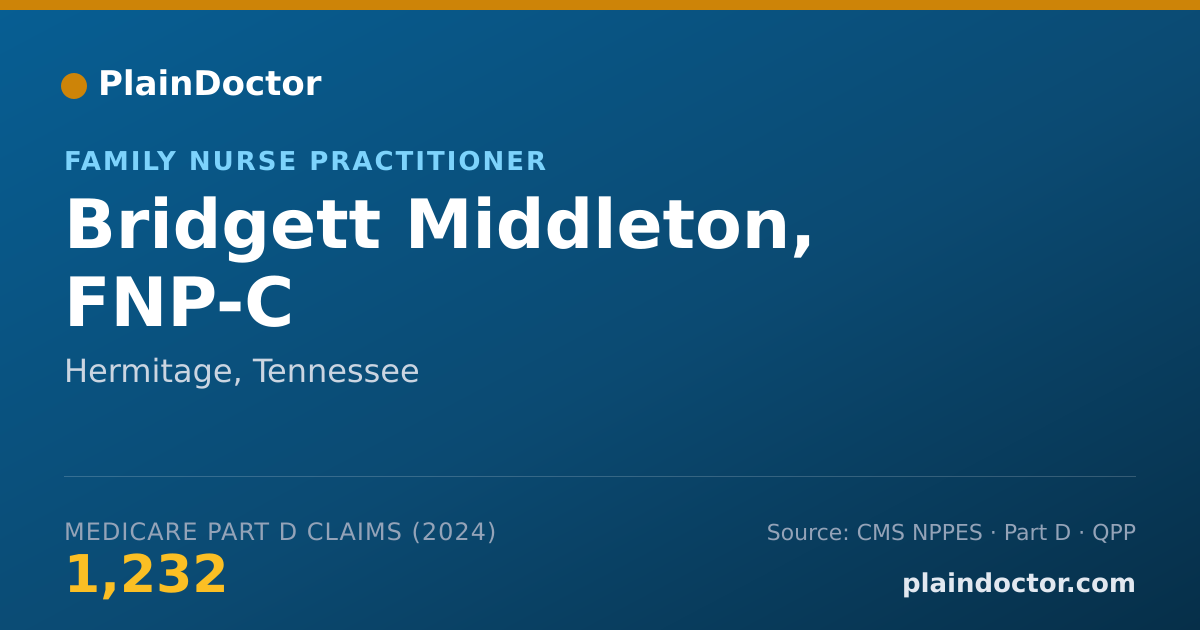 Shareable card for Bridgett Middleton, FNP-C - Family Nurse Practitioner, Hermitage, TN