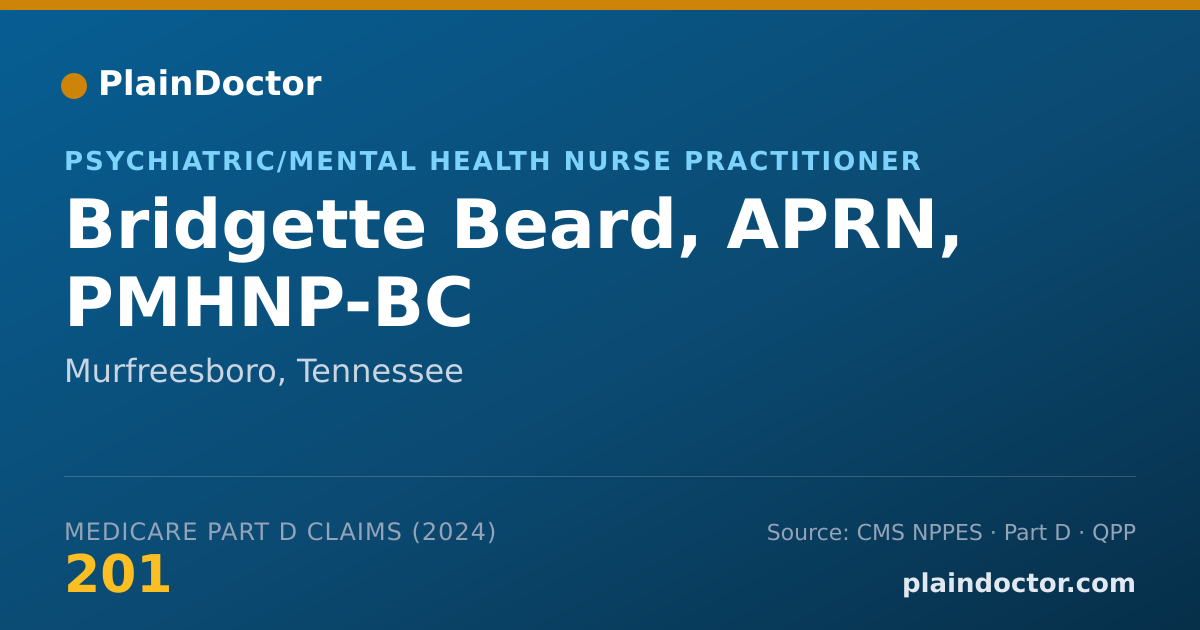 Shareable card for Bridgette Beard, APRN, PMHNP-BC - Psychiatric/Mental Health Nurse Practitioner, Murfreesboro, TN