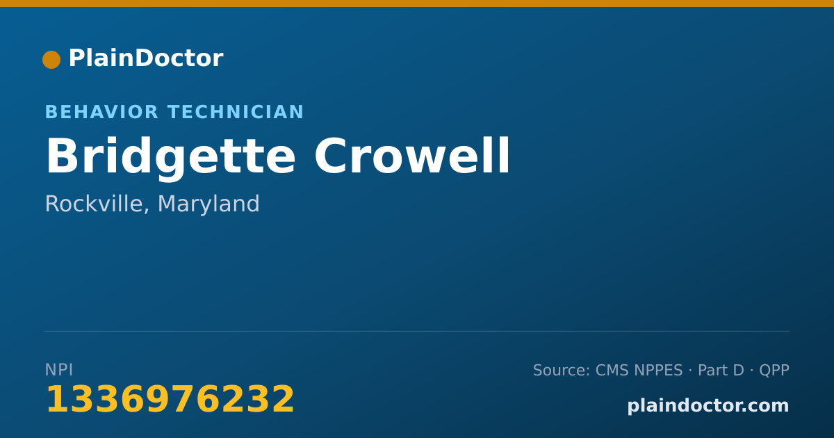 Shareable card for Bridgette Crowell - Behavior Technician, Rockville, MD