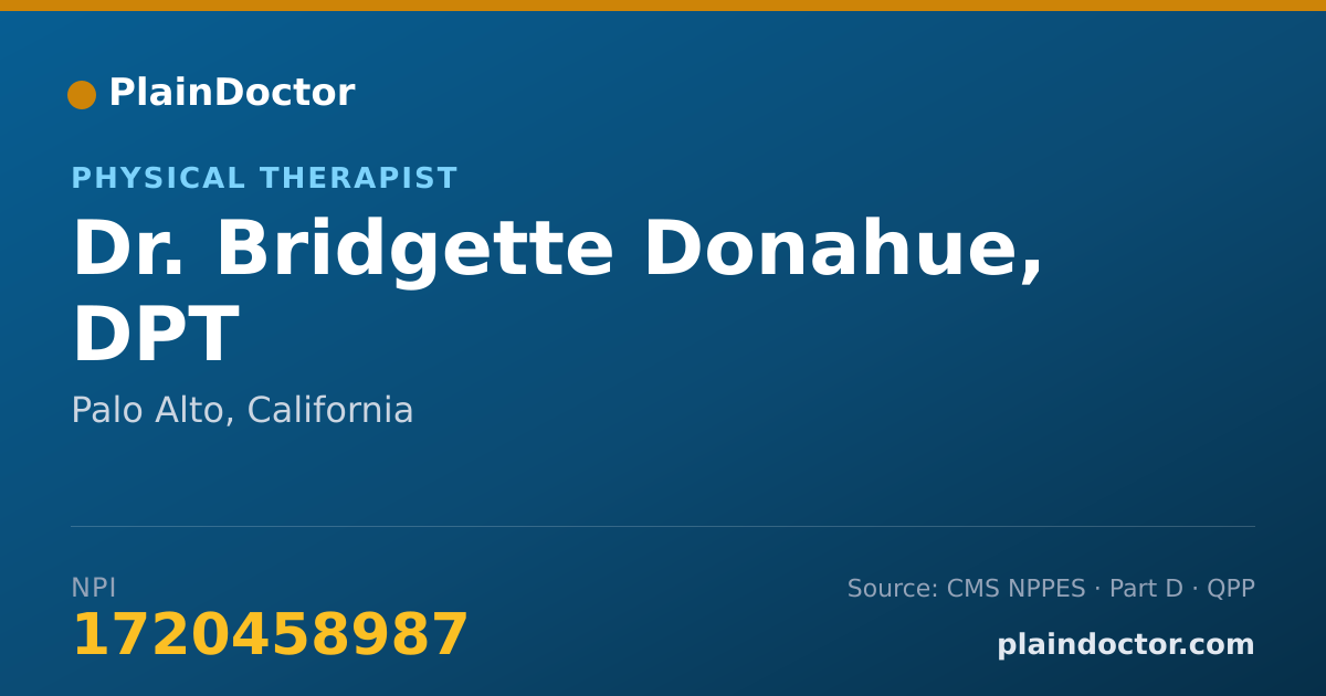 Shareable card for Bridgette Donahue, DPT - Physical Therapist, Palo Alto, CA