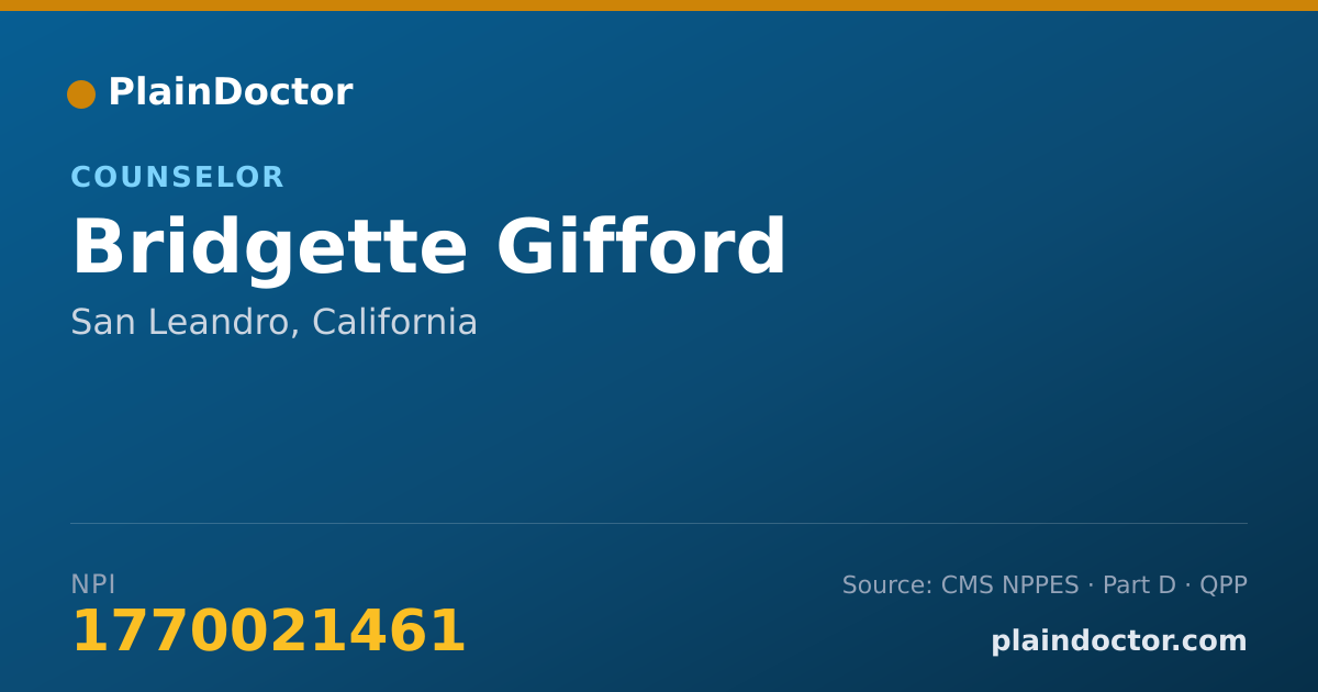 Shareable card for Bridgette Gifford - Counselor, San Leandro, CA