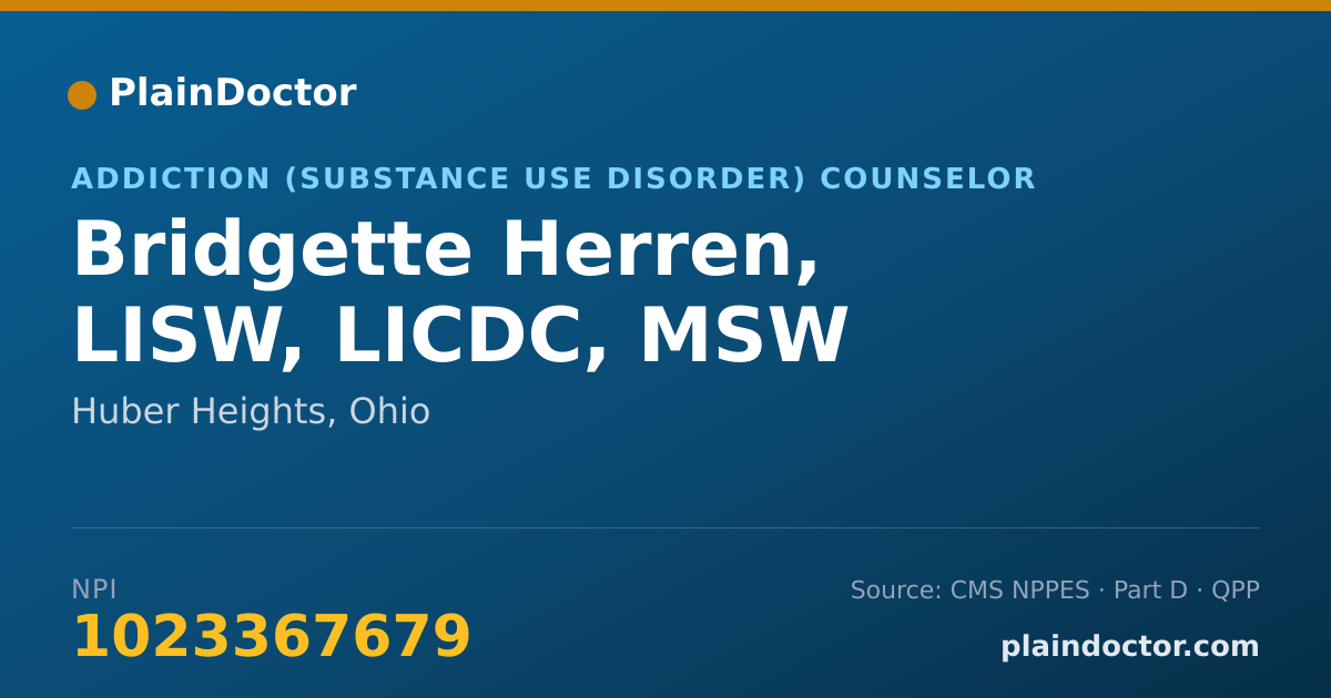 Shareable card for Bridgette Herren, LISW, LICDC, MSW - Addiction (Substance Use Disorder) Counselor, Huber Heights, OH