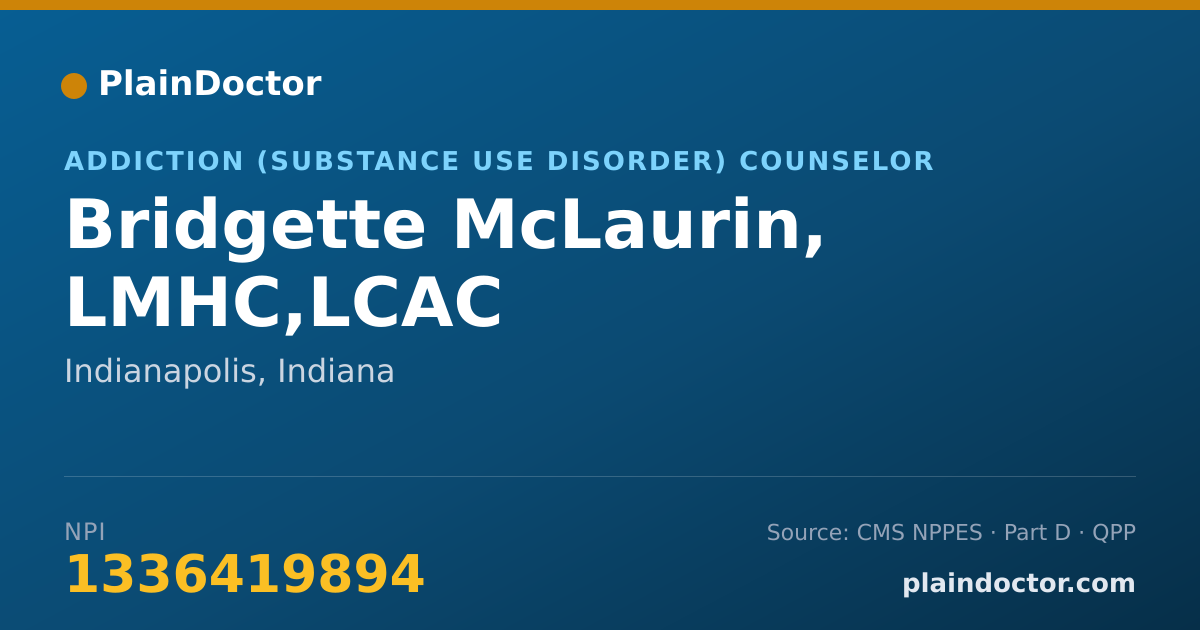 Shareable card for Bridgette McLaurin, LMHC,LCAC - Mental Health Counselor, Indianapolis, IN